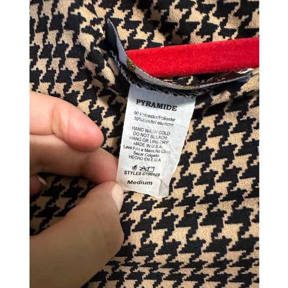 Black and Nude Houndstooth Dress with Belt Size M - Picture 9 of 16